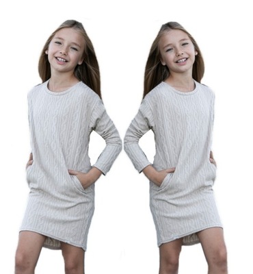 Sukienka sweterowa beżowa All for kids 152-158