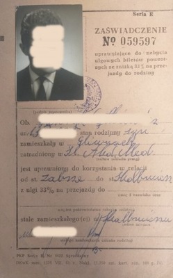 Zaświadczenie pracownicze na przejazdy kolejowe PKP z ulgą 1962r ZABRZE