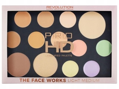 Paleta cieni Makeup Revolution Prasowane the face work light medium