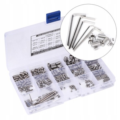 ZESTAW ŚRUB DOCISKOWYCH ROBACZKÓW M2-M8 300 szt. ŚRUBA DOCISKOWA DO KLAMKI