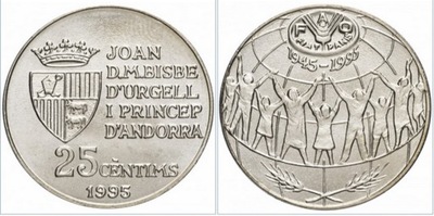Andora 25 centimes 50-lecie FAO 1995 rok