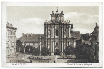 Warszawa Kościół Panien Wizytek [pocztówka przed 1918]