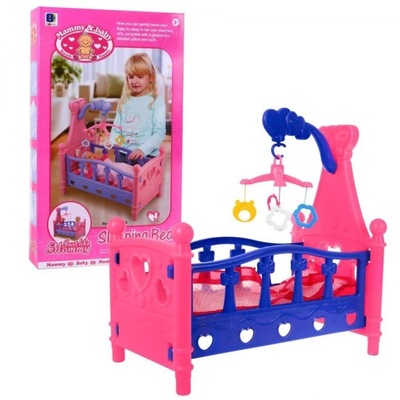Łóżeczko dla lalek dla dzieci 3+ Pościel dla lalek + Kolorowa karuzela