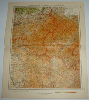 MAPA FRANCJA BELGIA NADRENIA 1934 Minerva Atlas