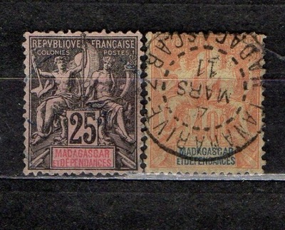 Francja-Madagaskar-1896 Mi 35,37