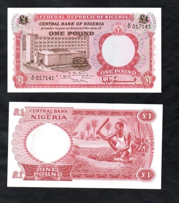 BANKNOT NIGERIA -- 1 POUND ( FUNT ) -- 1967 rok, UNC