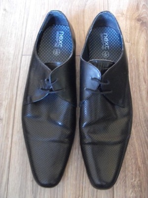 Buty NEXT EUR43 28cm Skóra* czarne pantofle skórzane stan BDB