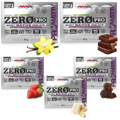 BIAŁKO WHEY IZOLAT SASZETKA Zestaw 5 smaków Amix Zero Pro Native Whey