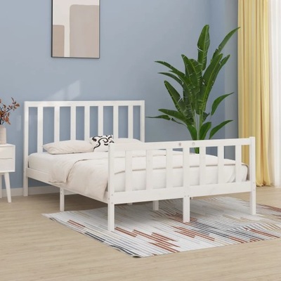 Rama łóżka biała lite drewno 120x190 cm podwójna