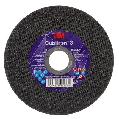 DISCO DO DE CORTADURA 3M CUBITRON 3, P36+, T41, 125MM X 1MM X 22.23MM, 86647  