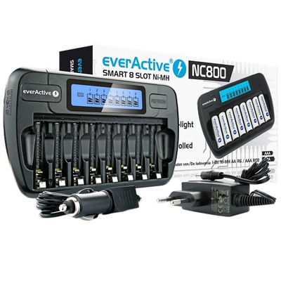 Ładowarka do akumulatorów EverActive NC-800 8 AA, AAA 8x Szybkie ładowanie