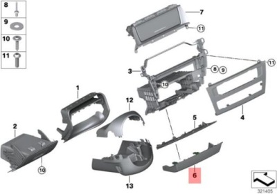 Bmw x3 f25 приборная панель centerstack нижний cover trim rhd 51459301725 фото №1