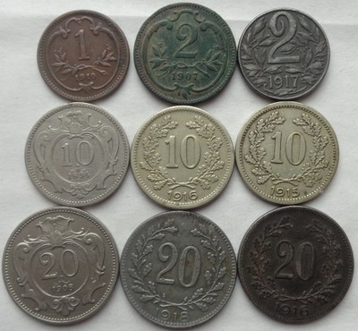 AUSTRIA - zestaw monet obiegowych - 9 sztuk