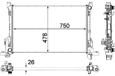 8MK376701-591 HELLA РАДИАТОР RENAULT TRAFIC 1,6DCI 14- +AC