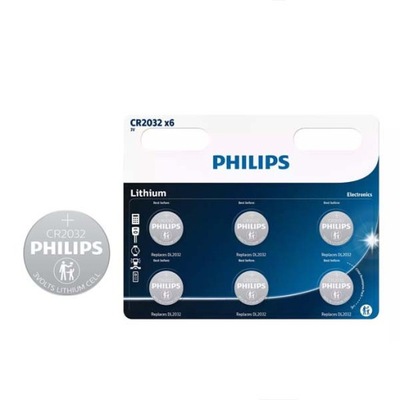 BATERIA PHILIPS LITOWA CR2032P6/01B BATERIE 6 SZT BLISTER