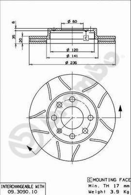 ГАЛЬМІВНІ ДИСКИ ГАЛЬМІВНІ ПЕРЕД BREMBO 09.3090.75 09309075