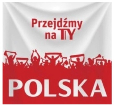 Flaga POLSKA 90 cm x 90 cm Przejdźmy na TY