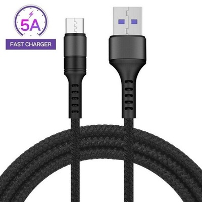 Kabel USB-C do USB Pleciony 5A czarny 1M