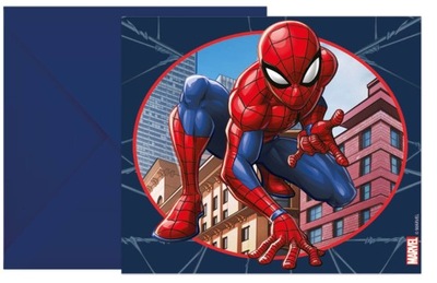 Zaproszenia urodzinowe Spiderman 6 sztuk koperty