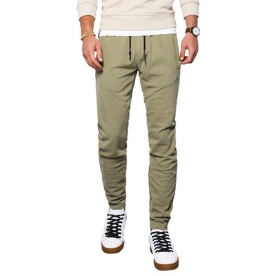 Spodnie męskie dresowe bawełna P946 khaki M