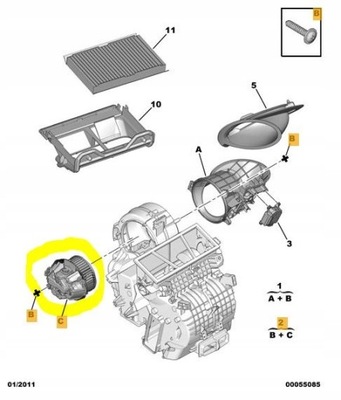 CITROEN C3 PLURIEL PŪSTUVAS VIDAUS VENTILIATORIUS +AC 