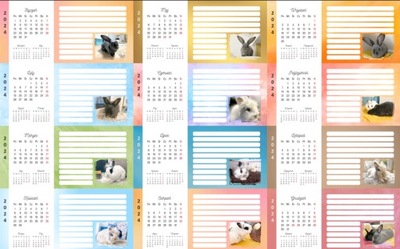 Kalendarz na biurko z królikami 2024 Uszatkowe Rady