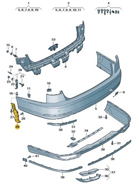 БАШМАК КРЕПЛЕНИЕ БАМПЕРА ЗАДНЕГО ПРАВОЕ СТОРОНА AUDI A8 D5 ASO ОРИГИНАЛ НОВЫЙ