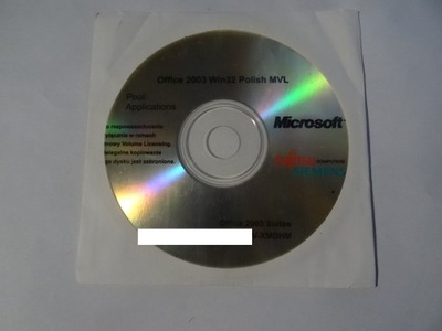 Płyta instalacyjna Microsoft Office 2003 Win32 Polish MVL (Suites) PL klucz