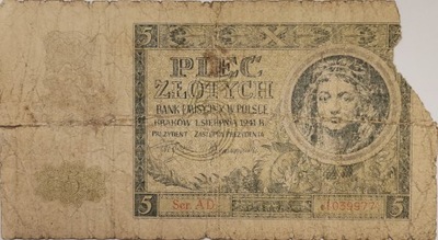 BANKNOT - 5 Złotych 1941r