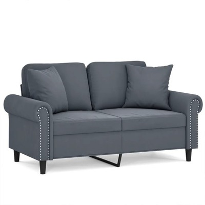 2-osobowa sofa z poduszkami, ciemnoszara, 120 cm,