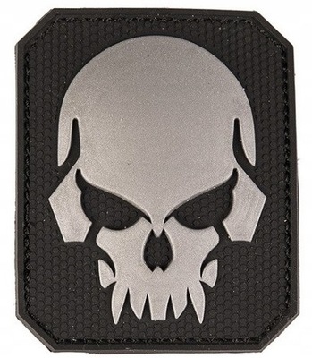Emblemat 3D Naszywka PVC Czaszka NA RZEP czarny