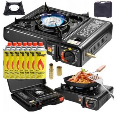 KUCHENKA TURYSTYCZNA GAZOWA POLOWA PRZENOŚNA w WALIZCE 6 szt x KARTUSZ GAZ