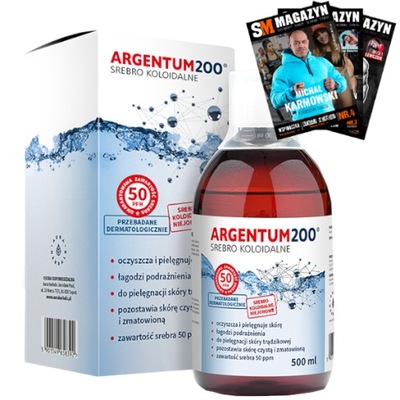 ARGENTUM200 SREBRO KOLOIDALNE 50 ppm TONIK 500 ml