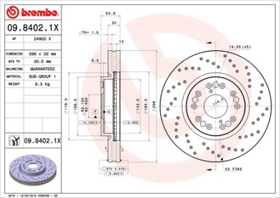 BREMBO 09.8402.1X DISCO DE FRENADO  