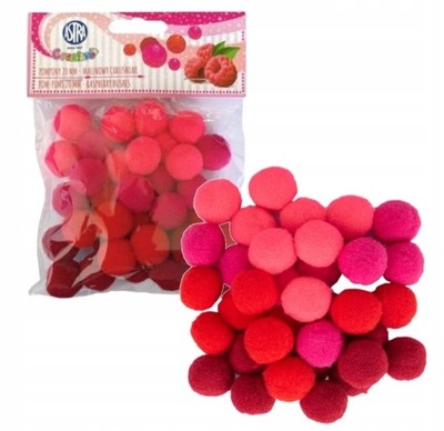 KOLOROWE POMPONY 2cm Różowe Kolorowe POMPONIKI