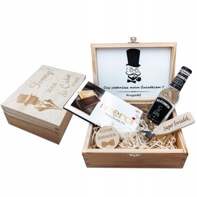 ZAPROSZENIE DLA ŚWIADKA PROŚBA O ŚWIADKOWANIE BOX SKRZYNKA GRAWER PREZENT