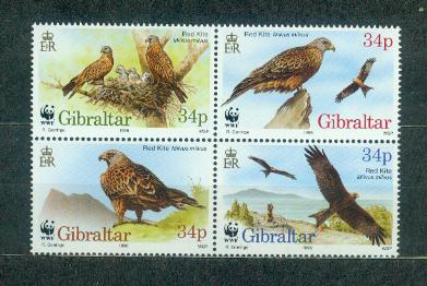 GIBRALTAR ** WWF, PTAKI Mi 774-77