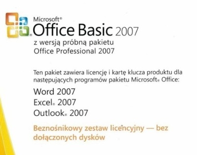 Office 2007 Basic „karta klucza pakietu”