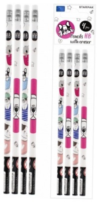 Ołówek z gumką 4 szt