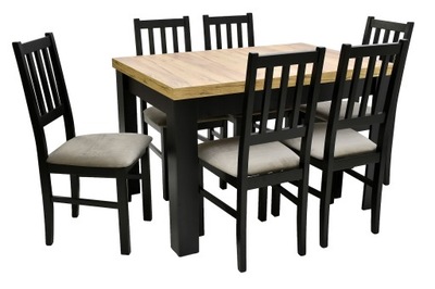 śliczny komplet, stół gruby blat, stoły i krzesła