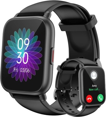 RUIMEN smartwatch zegarek połączenia IP68 SpO2 tętno sen krokomierz czarny