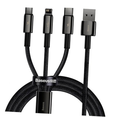 Baseus Tungsten 3w1 kabel USB USB-C / Lightning / microUSB 3,5 A 1,5m