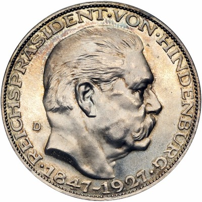 AK63. Hindenburg, Medal 1927, K. Goetz, Wyśmienity!, St. I