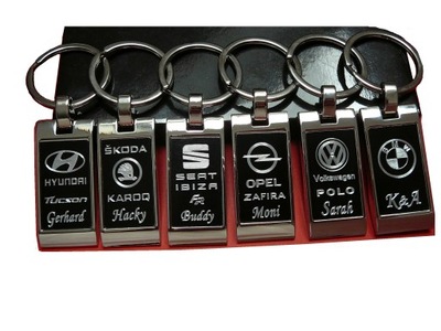 KEYRING PEUGEOT RENAULT CITROEN VOLVO DACIA KIA TOYOTA BMW MERCEDES + ENGRAVER  