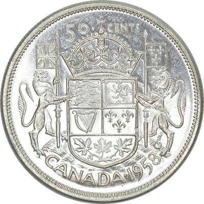 8.ch.CANADA, ELŻBIETA II, 50 CENTÓW 1958