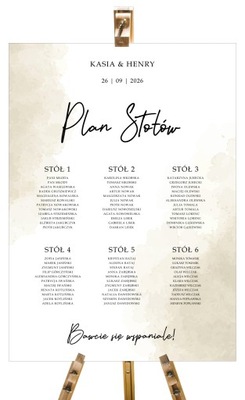Plan stołów weselnych SUBTELNE plakat 50x70