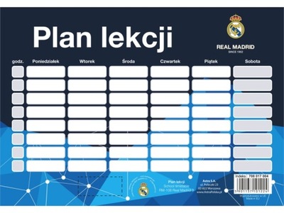 Harmonogram zajęć / Timetable REAL MADRID, 708017004