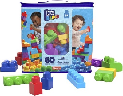 MEGA BLOKS KLOCKI 60 KLOCKÓW DUŻA TORBA DCH55