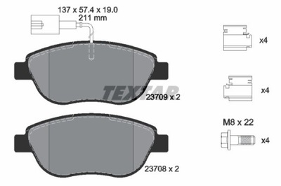 ZAPATAS DE FRENADO FIAT PARTE DELANTERA DOBLO/FIORINO/PUNTO 1,3-2,0 D 05- 2370901  