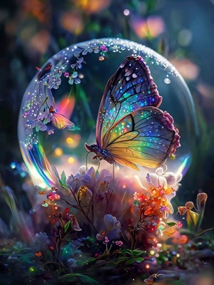 Obraz diamentowy Pełny "zwierzęta motyl kwiat" D